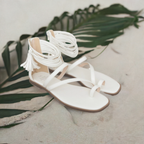 Oasis Society Abril White Strappy Ankle Wrap Sandal