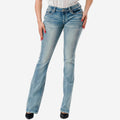 Grace in LA Women's Western 3D Steer Head Mid Rise Bootcut Jeans