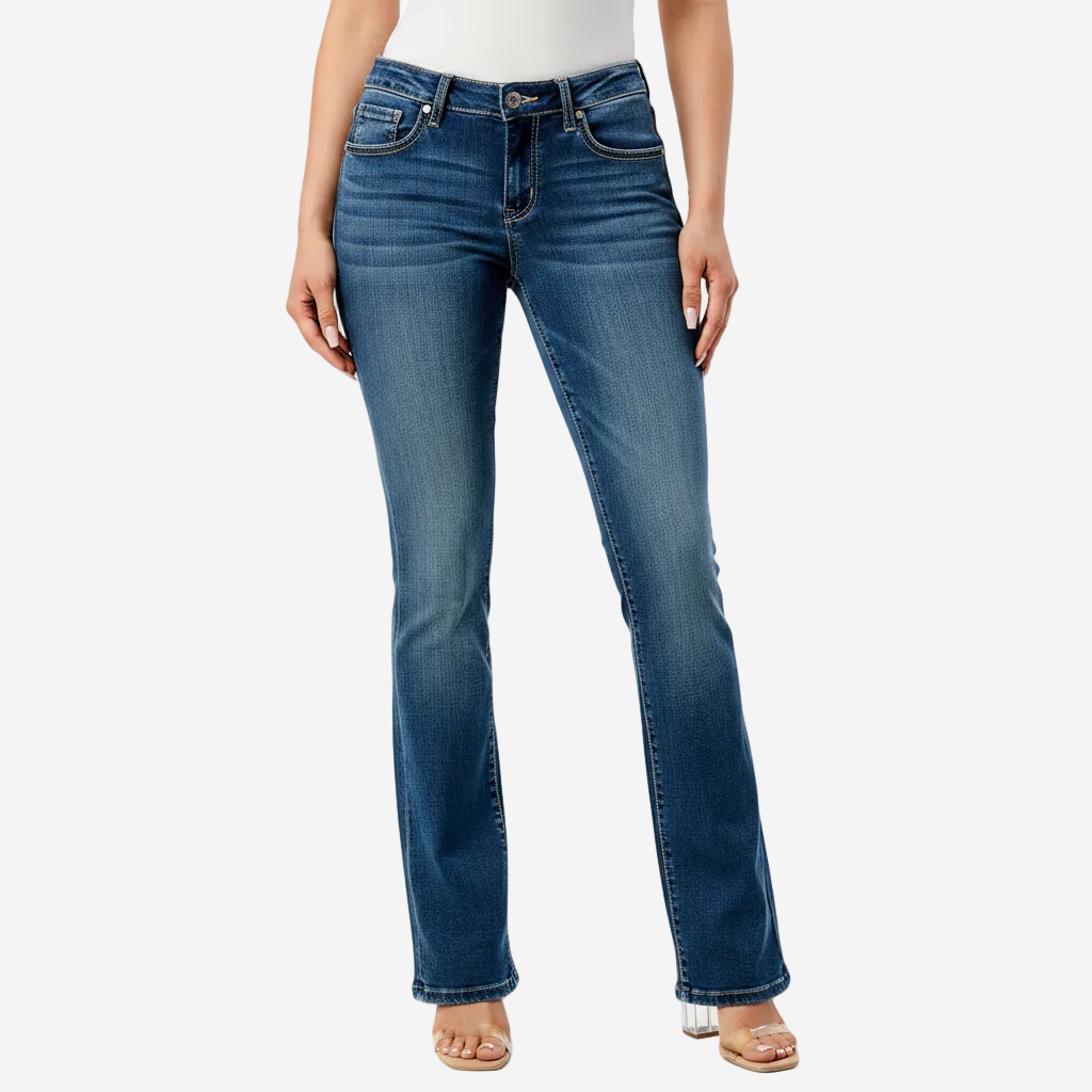 Grace in LA Women's Western Steer Head Print Mid Rise Bootcut Jeans
