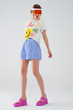 Graphic Smile with Me Text T-Shirt in White