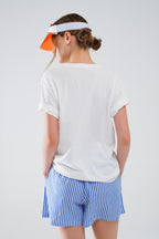 Graphic Smile with Me Text T-Shirt in White