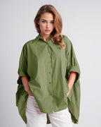Green Oversized Blouse with Short Sleeve