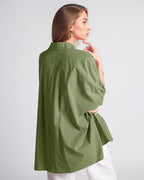Green Oversized Blouse with Short Sleeve