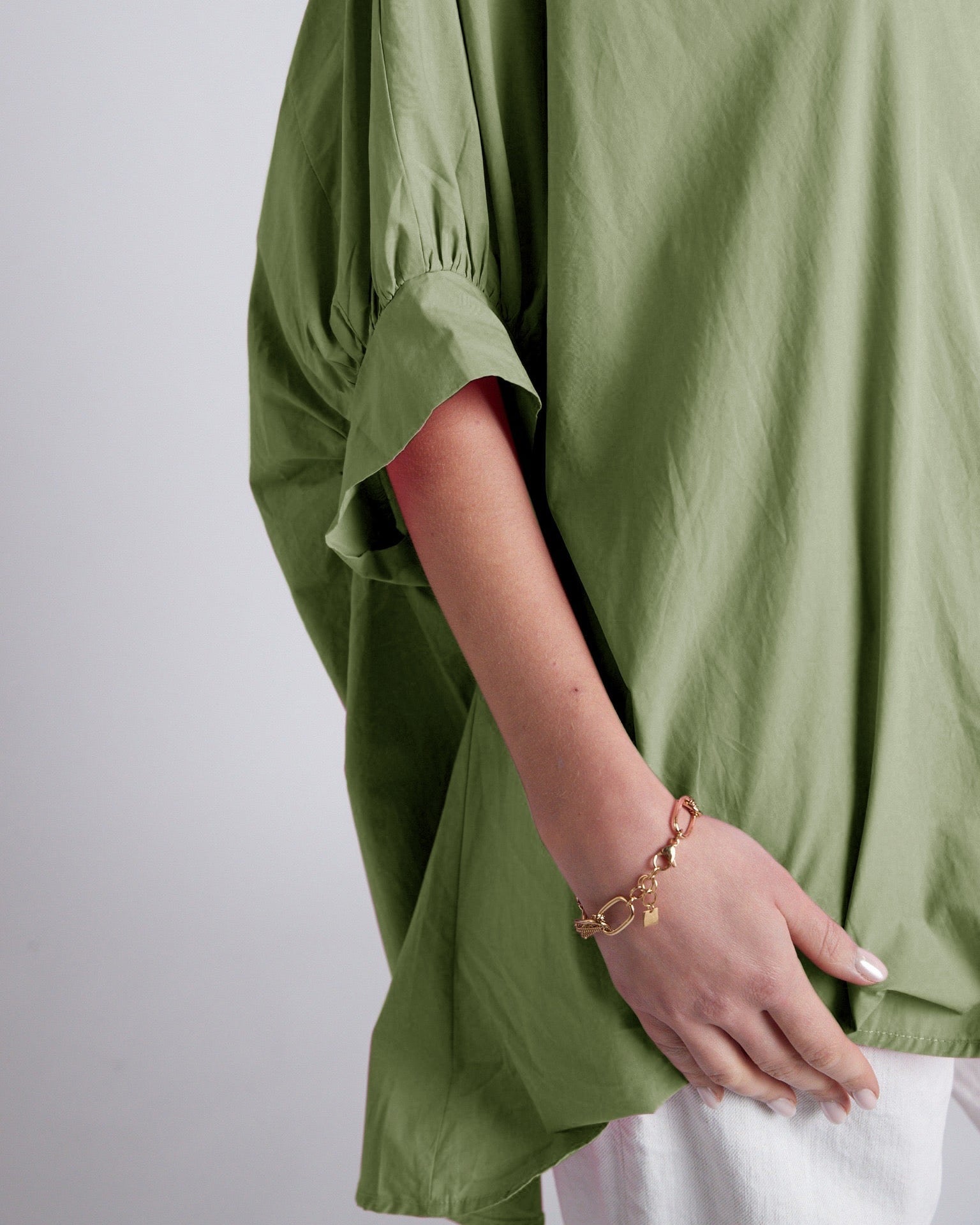 Green Oversized Blouse with Short Sleeve
