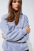 Grey Color Hoodie With Embroidered with Cést La Vie Text