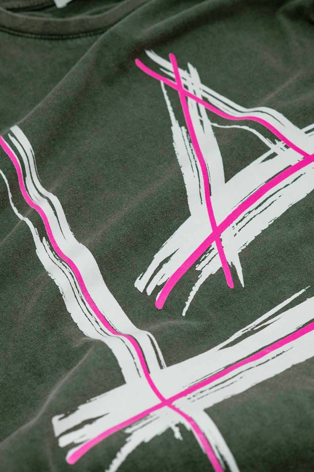 Grey Oversize T-Shirt Prints LA Los Angeles in Pink and White