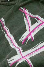 Grey Oversize T-Shirt Prints LA Los Angeles in Pink and White