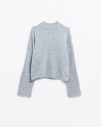 Grey Ribbed Turtleneck Sweater