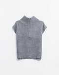 Grey Sleeveless Turtleneck Sweater with Zipper Closure