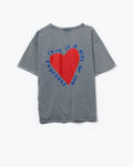 Grey T-Shirt Featuring a Heart Design on Both the Front and Back