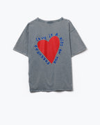 Grey T-Shirt Featuring a Heart Design on Both the Front and Back
