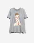Grey T-Shirt with a Vintage Girl Graphic