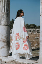 Organic Cotton Soft Bathrobe Handmade Wood Blocks Printed