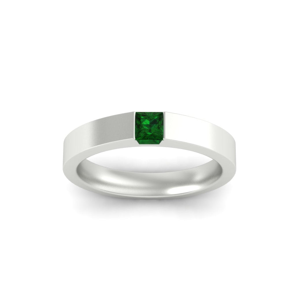 Half Bezel Solitaire Mens Engagement Ring