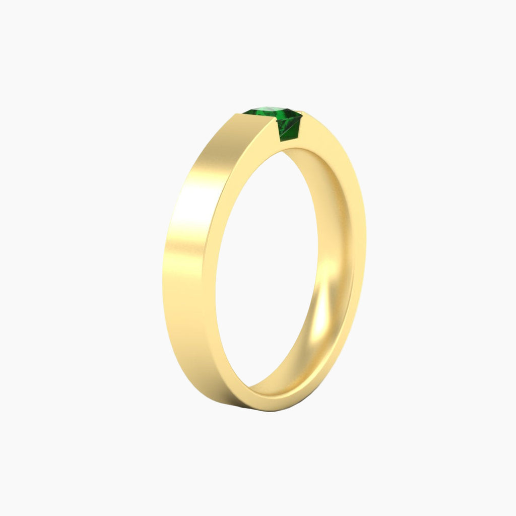 Half Bezel Solitaire Mens Engagement Ring