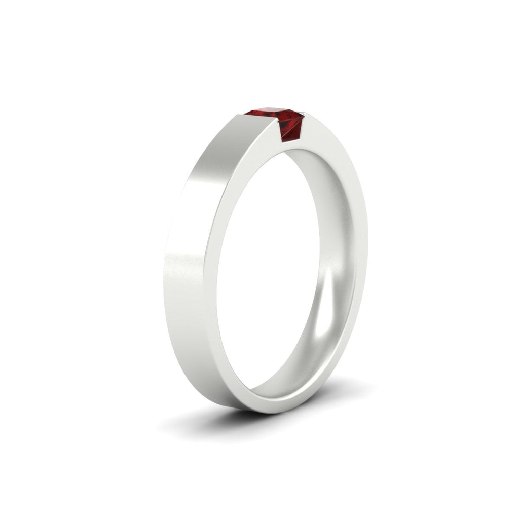 Half Bezel Solitaire Mens Engagement Ring
