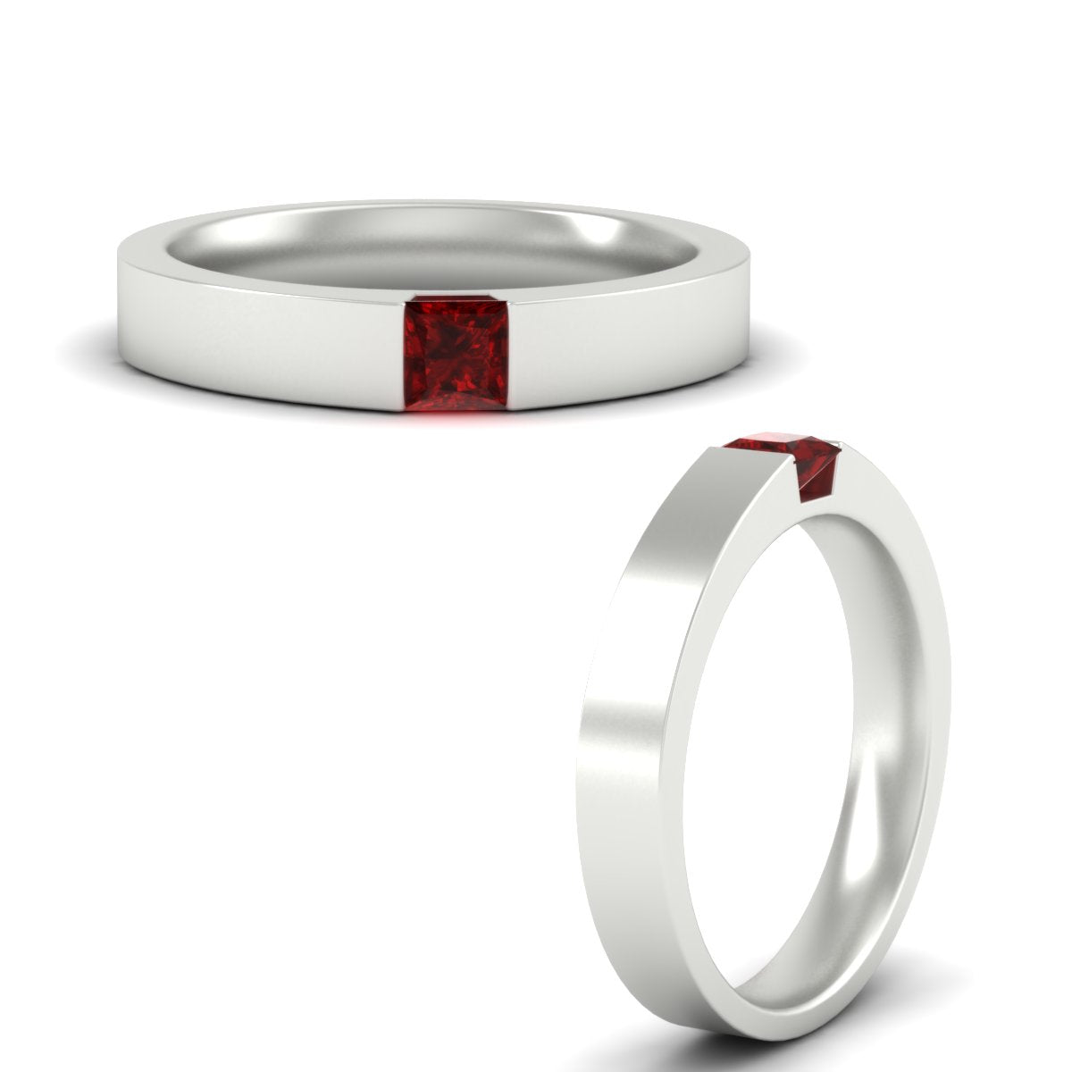 Half Bezel Solitaire Mens Engagement Ring