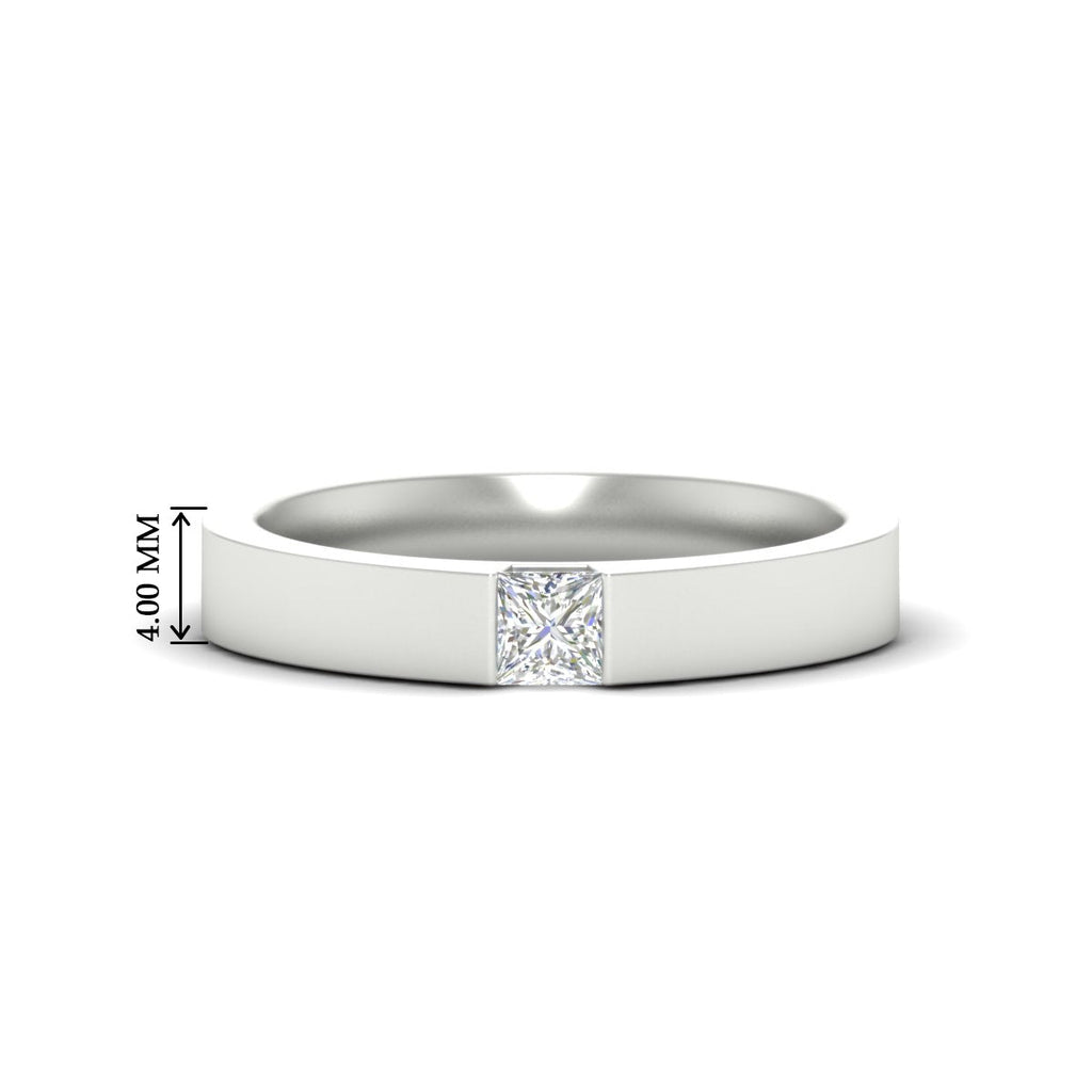 Half Bezel Solitaire Mens Engagement Ring