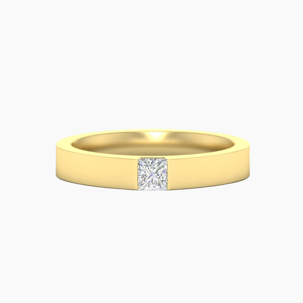 Half Bezel Solitaire Mens Engagement Ring
