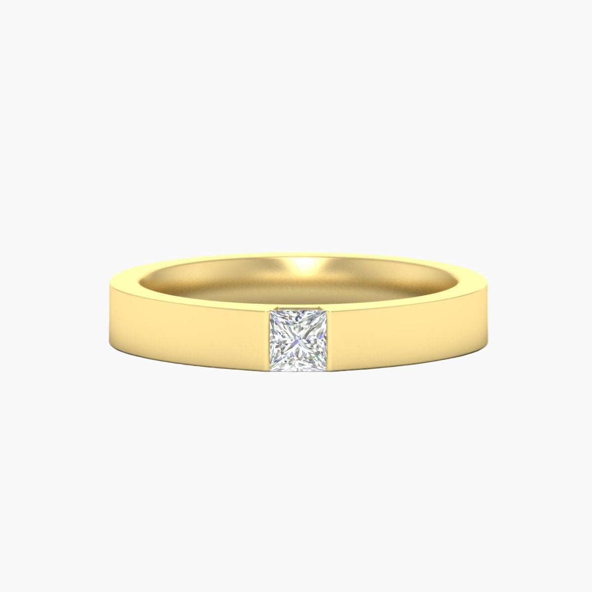 Half Bezel Solitaire Mens Engagement Ring