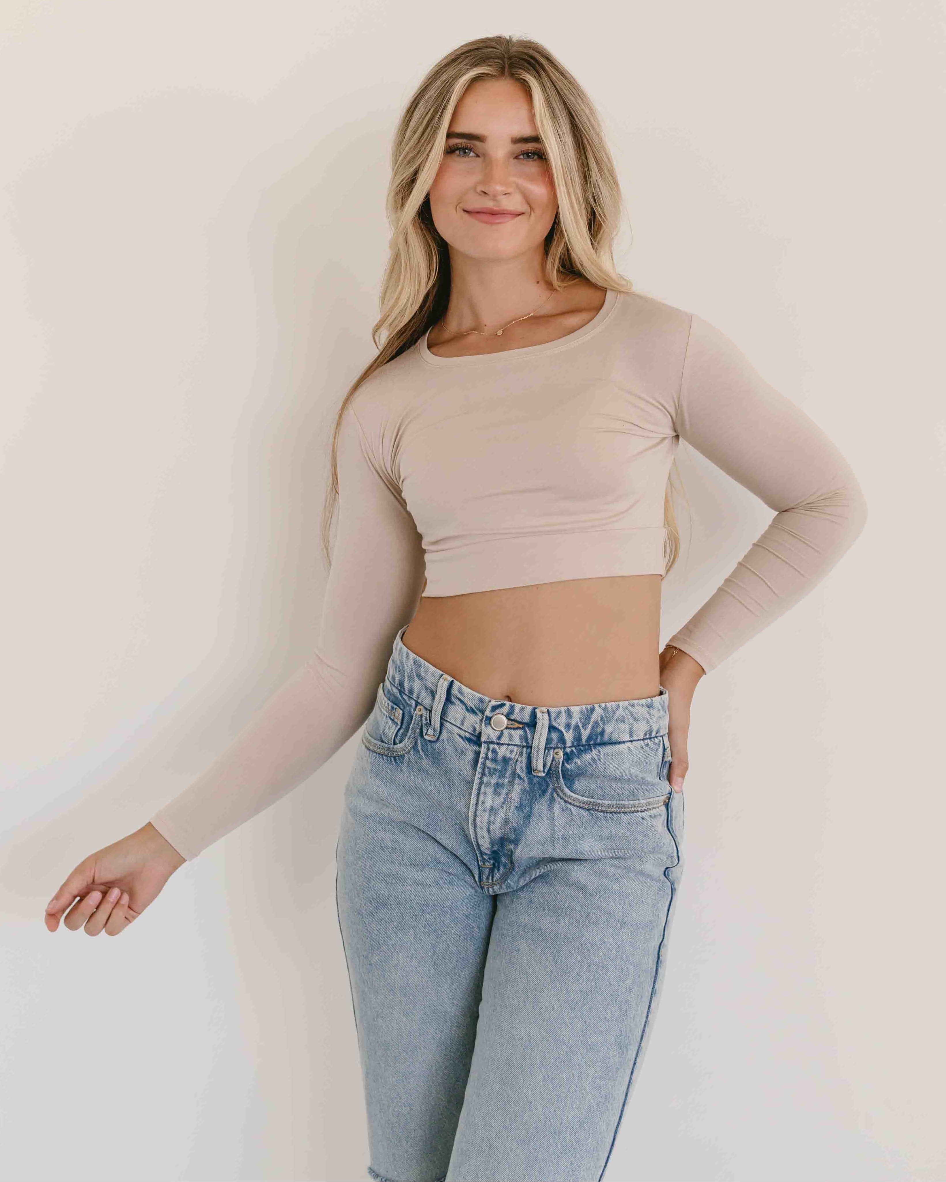 Crew Neck Long Sleeve Halftee