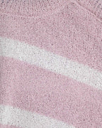 Heather Sweater with Open Shoulders and Horizontal Stripes in Pink