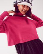 High Neck Cropped Jumper in Fuchsia