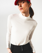 High Neck Long Sleeve Top in Cream Modal