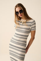 High-Quality Knitted Maxi Dress with Zigzag Detail