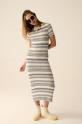 High-Quality Knitted Maxi Dress with Zigzag Detail