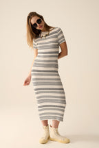 High-Quality Knitted Maxi Dress with Zigzag Detail