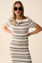 High-Quality Knitted Maxi Dress with Zigzag Detail