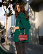 Studded Small Leather Crossbody Purse Bag | Burgundy