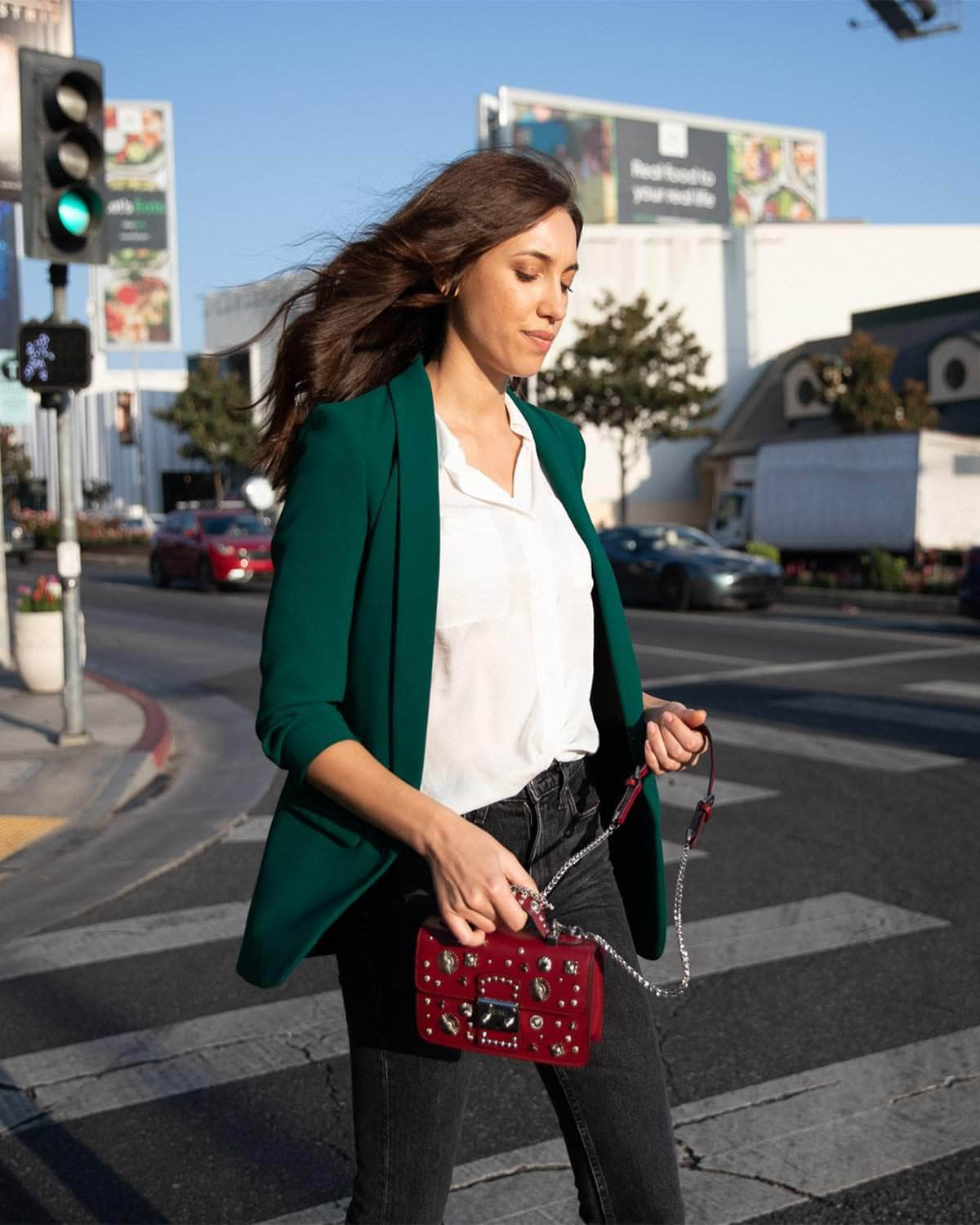 Studded Small Leather Crossbody Purse Bag | Burgundy