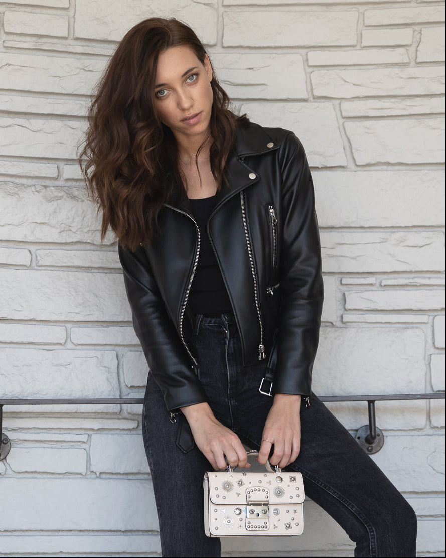 The Vanilla Custard Hollywood Studded Purse | Crossbody