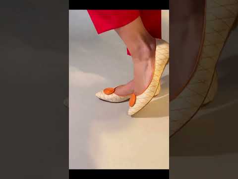 Beige Raffia Ballerina Flats with Textured Detail