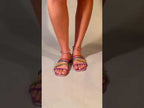 Multicolor Crystal Strappy Flat Sandals