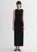 Ice Silk Wool Blend Dress with Adjustable Waistline