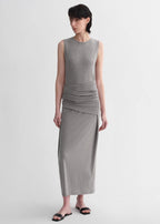 Ice Silk Wool Blend Dress with Adjustable Waistline