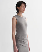 Ice Silk Wool Blend Dress with Adjustable Waistline