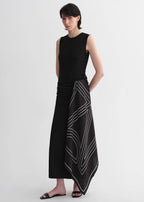 Ice Silk Wool Blend Dress with Adjustable Waistline