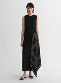 Ice Silk Wool Blend Dress with Adjustable Waistline