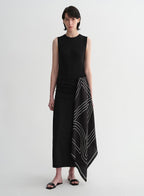 Ice Silk Wool Blend Dress with Adjustable Waistline