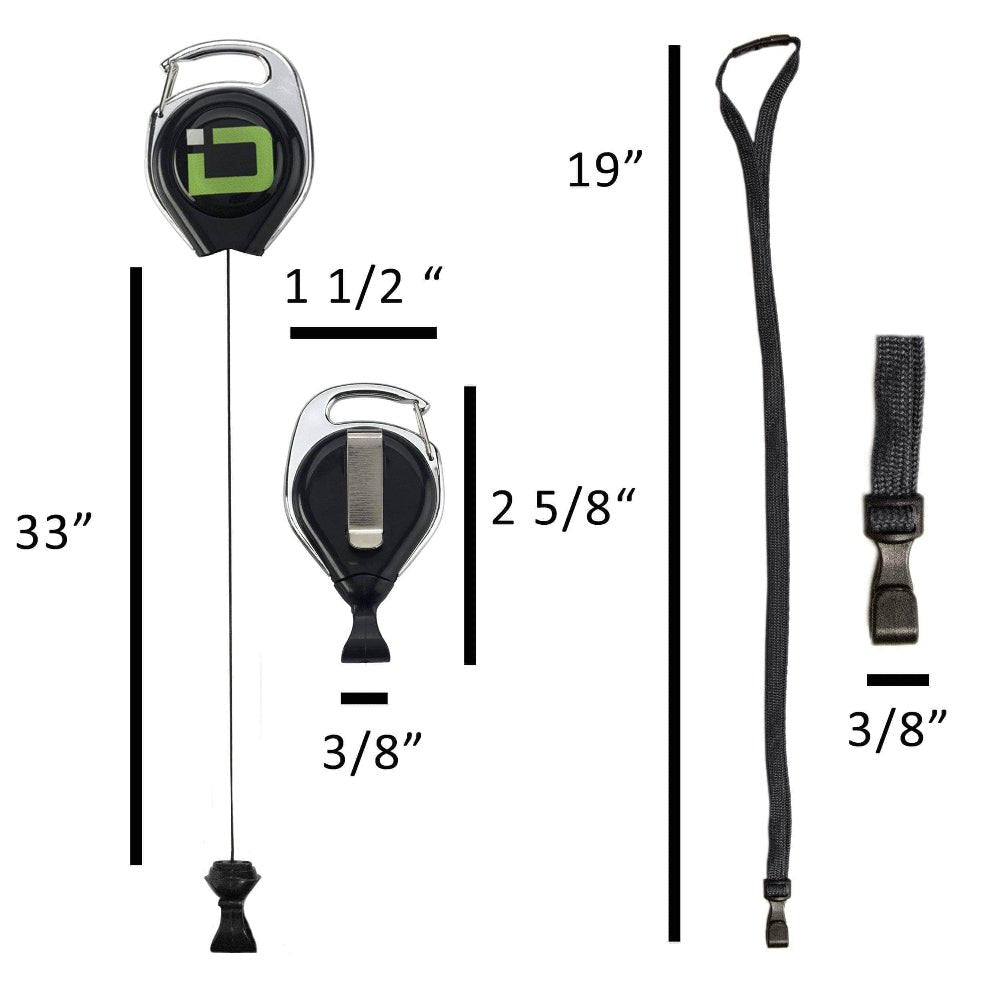 Secure Badge Holder Duolite ® Vertical 2 ID Card Holder Retractable Reel and Lanyard Bundle