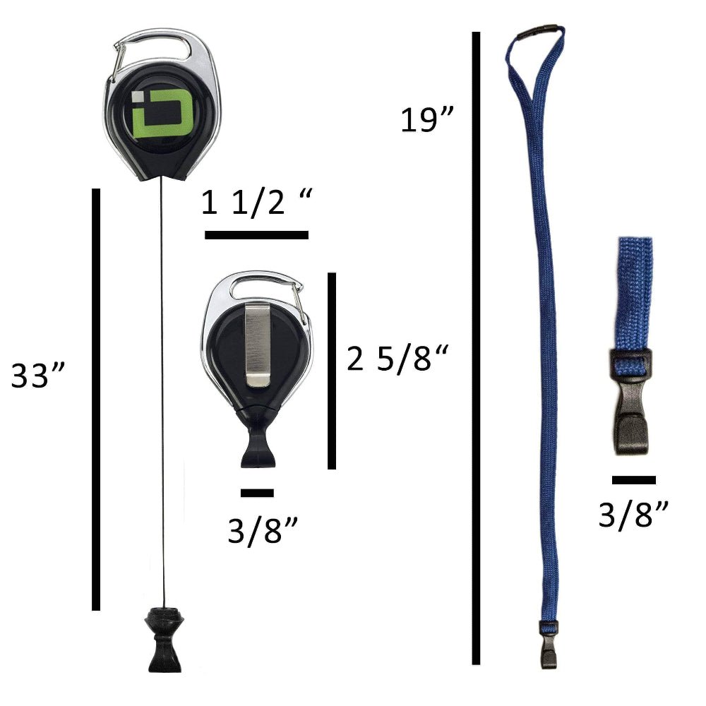 Secure Badge Holder Duolite ® Vertical 2 ID Card Holder Retractable Reel and Lanyard Bundle