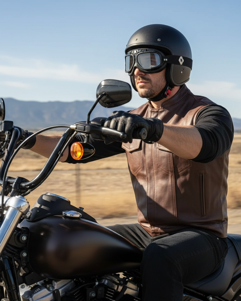 Beck® Men's 566 Brown Horsehide Leather Motorcycle Vest