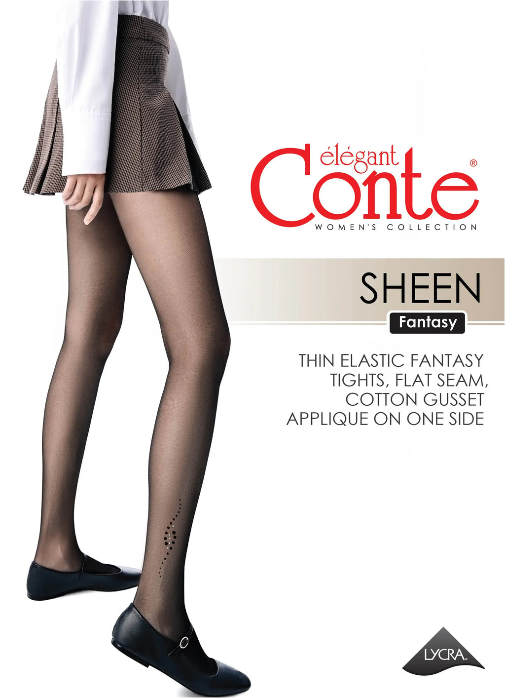 Conte Sheen Fantasy Tights | Flock and Rhinestone Applique