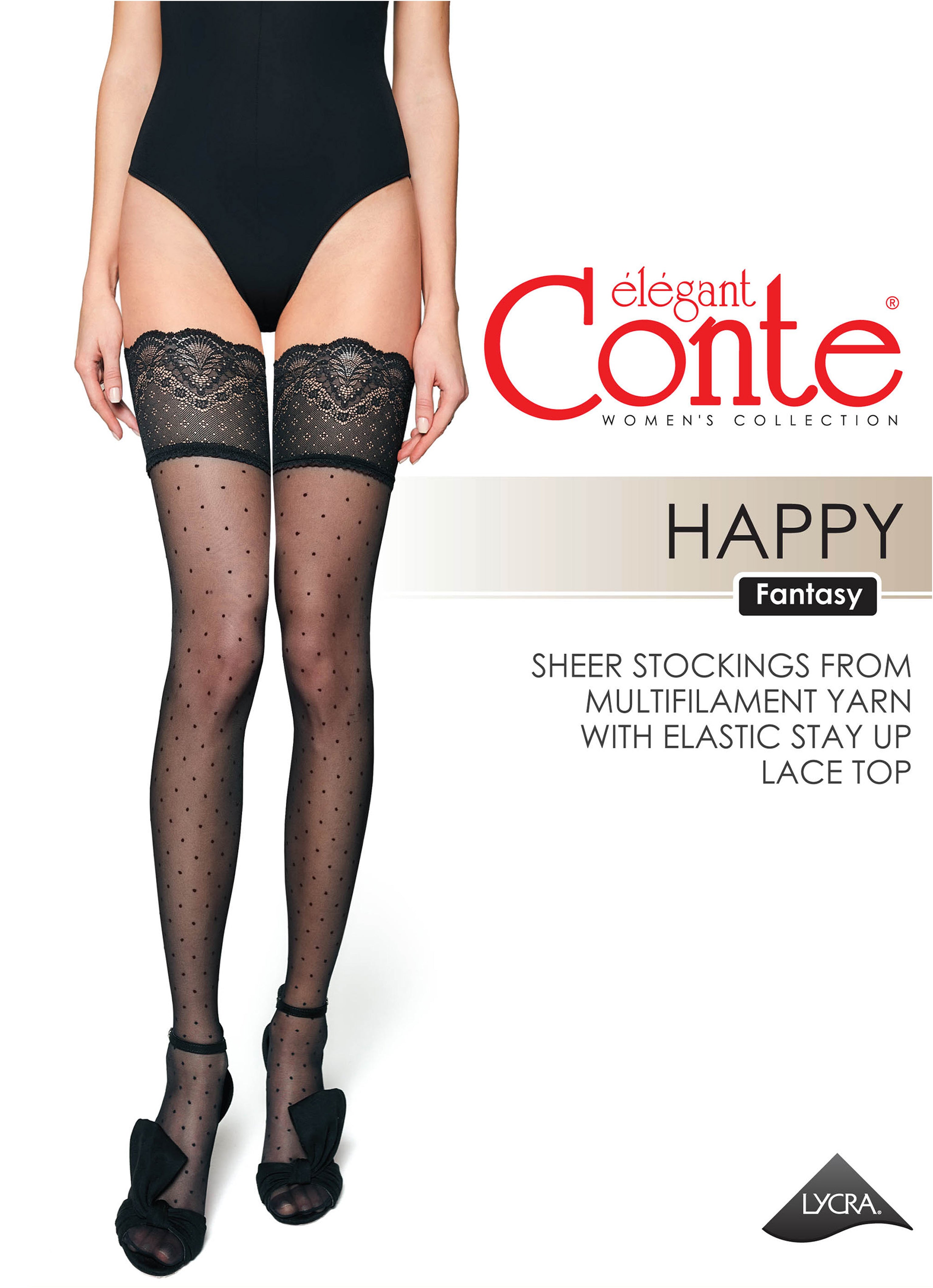 Conte Happy Fantasy Stockings Conte Happy | Polka Dot Silicone Lace Top