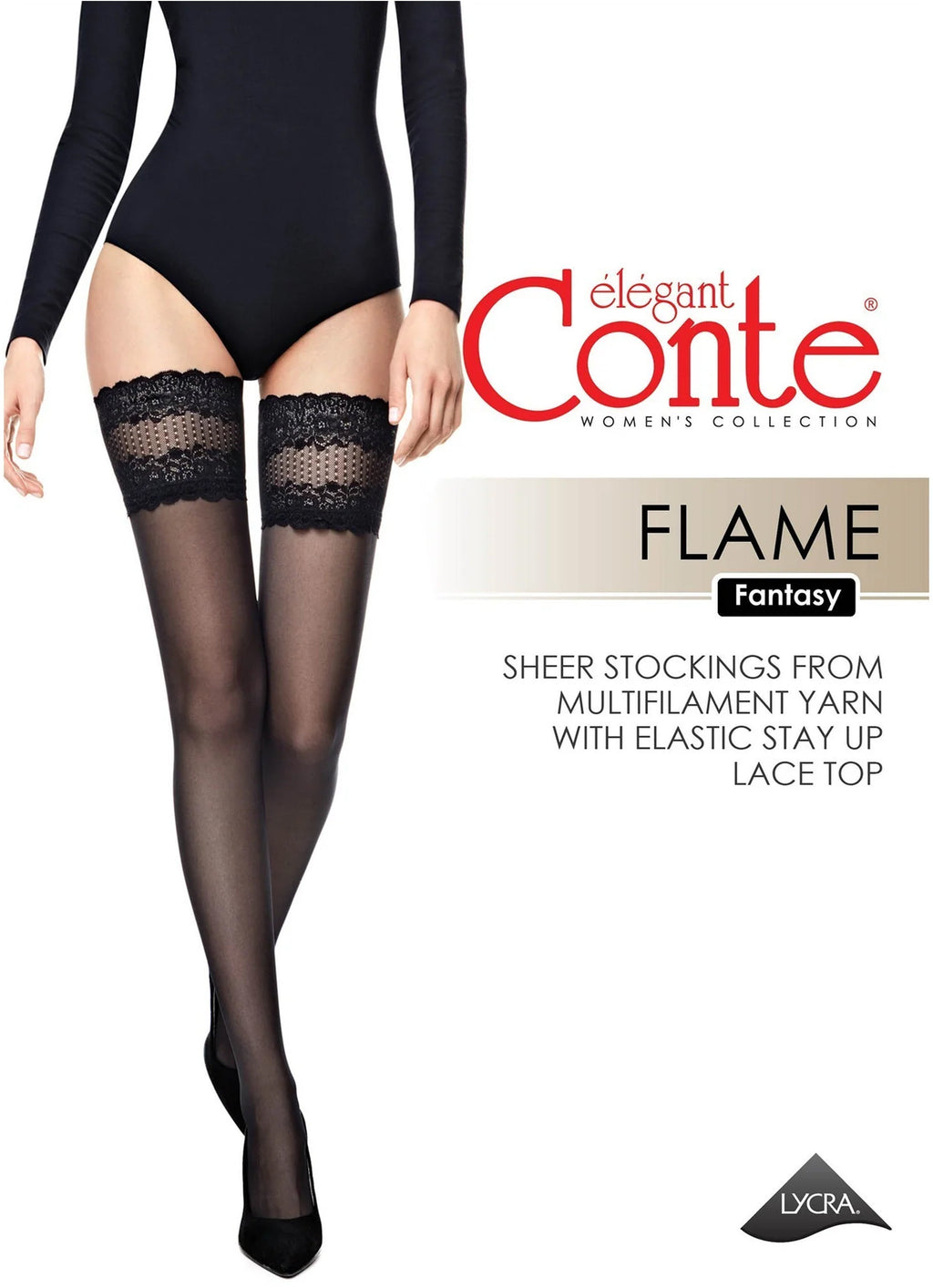 Fantasy Stockings Conte Flame with Silicone Lace Top