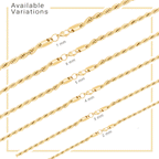 14K Gold Plated Rope Chain Twisted Link Necklace 18"-30" Length | W 2-7 mm